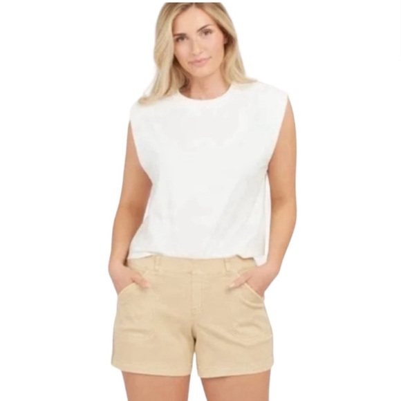 SPANX Stretch Twill Pull-on Shorts 5" in Almond/khaki, SMALL 1244 - Picture 4 of 10
